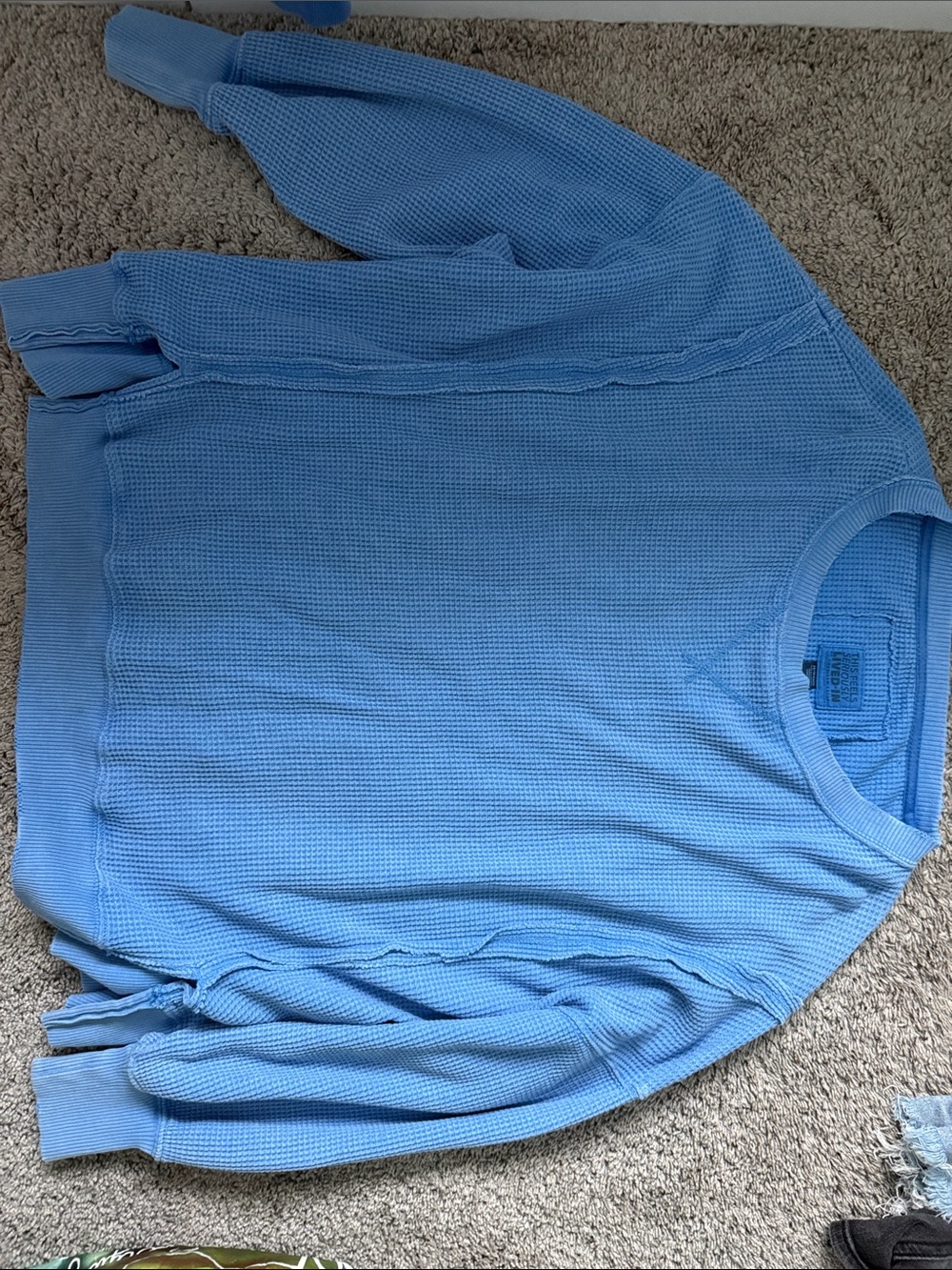 Oversized American Eagle Light Blue Waffle Knit Sweater